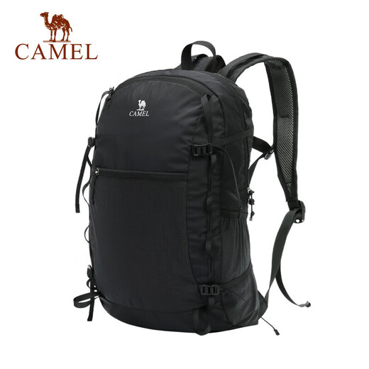 骆驼（CAMEL）双肩包休闲轻便可折叠背包徒步爬山大容量旅行包 A1W3B5127 黑色