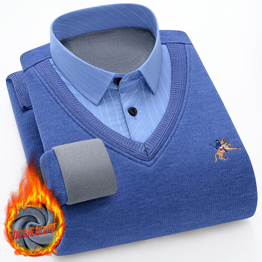 Prenomen Pullover Männer plus samtig verdickte Pullover Männer gefälschte zweiteilige Pullover Spleißen oben warmes Männerkleidung 705 xl