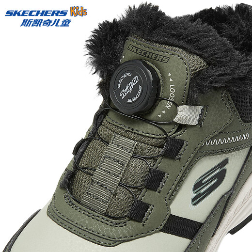 Skechers children's shoes children's winter knob warm cotton boots boys and girls plus velvet shoes sports cotton shoes 405301L