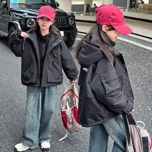 布丁鱼女童外套儿童冲锋衣秋冬装中大童韩版休闲上衣三合一时髦女孩上衣 983款冲锋衣春秋单外套 160