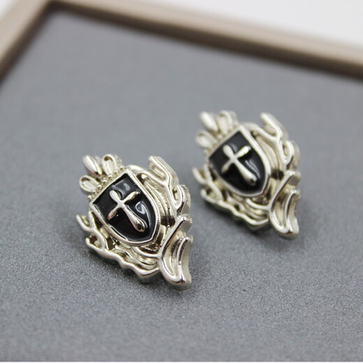 Xifei men's mini lapel pin brooch dual-purpose alloy painting oil cross crown shield brooch suit shirt accessories a pair of crown and shield