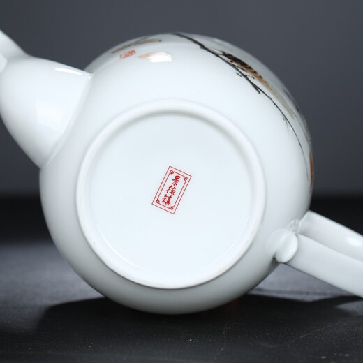 Shengtianxia Jingdezhen Ceramic Blue and White Porcelain Small Teapot Glazed Color Filter Tea Single Pot Small Kung Fu Tea Set Hand-held Pot Panzhilian-320ML