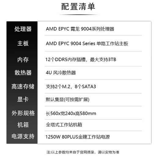 Yuxin Computer Einkanal AMD Xiaolong Server 4. Generation Server 9374F/9654 Artificial Intelligence Computing Training GPU Rendering Workstation Host 9274F 24-Core/128G Memory/1TB Solid State RTX5880 ADA 48G Grafikkarte