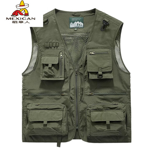 Scarecrow men's vest vest work clothes loose outdoor fishing photographer vest custom printed logo work clothes light gray S 90-100Jin Jin equals 0.5 kg