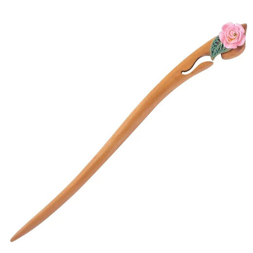 Mansheng simple modern hairpin for women's daily versatile peach wood hairpin cheongsam Hanfu horse skirt headdress handmade hairpin hairpin