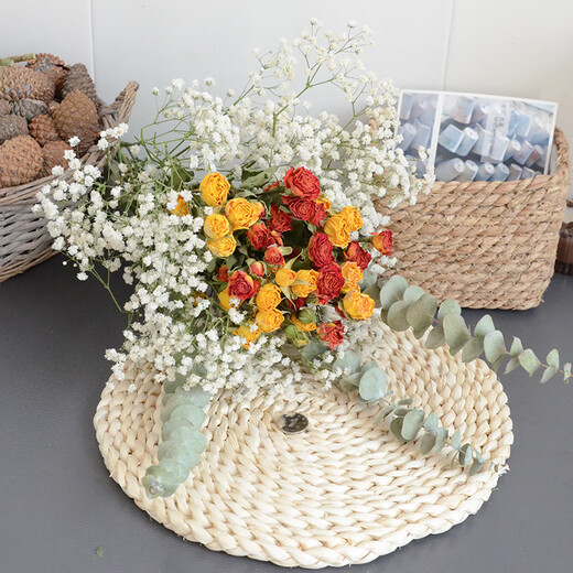 AIMAN flowers real flowers multi-headed small roses dried flowers Yunnan air-dried DIY small fresh ins bouquet living room decoration ornaments stunning bubbles 10 pieces dried flower bag