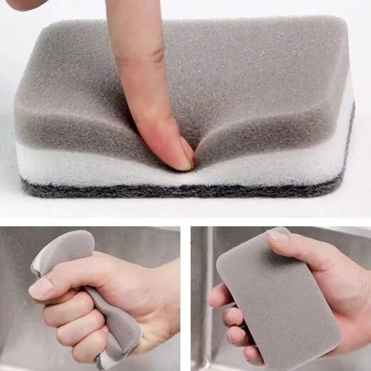 Double-sided dishwashing brush, sponge, scouring pad, cleaning brush, durable magic pot scrubbing tool, pot scrubber, dishwashing sponge, 5 pieces