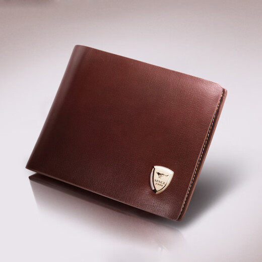 Sept Wolf Men's's Wallet Short Greil en cuir Générat en cuir marque trois fois horizontale et verticale Clip de billette de bouclier simple SLOT MULLIAT MULTH CARD