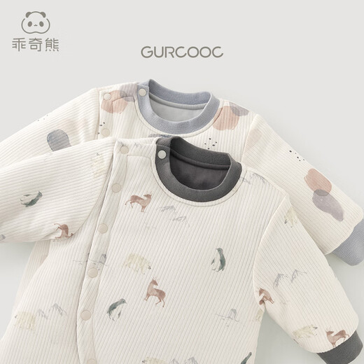 Guiqi Xiong Really Organic Infant Jumpsuit Autumn and Winter Padded Clothes Warm Baby Thickened Romper Winter Clothes
