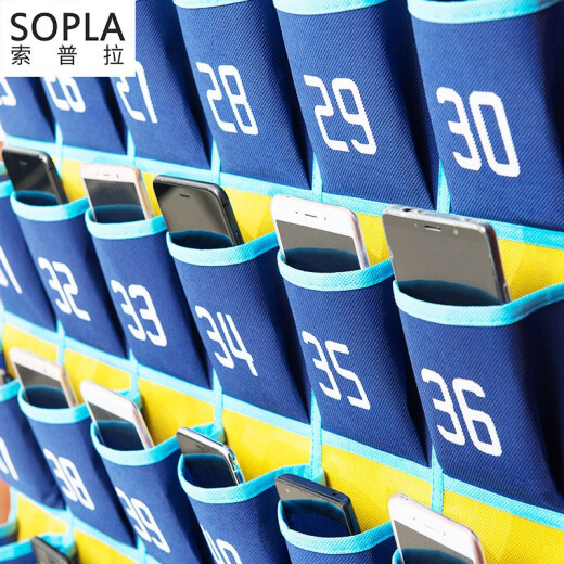 Sopla mobile phone hanging bag storage bag classroom class bag bag door staff storage storage bag mobile phone bag wall hanging dark blue digital style 36 grids