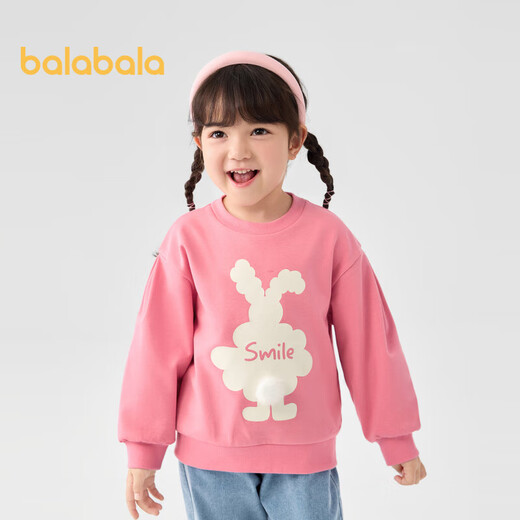Balabala children's sweatshirt girls 2024 spring and autumn cartoon rabbit sweet round neck pullover top cute 208324121001