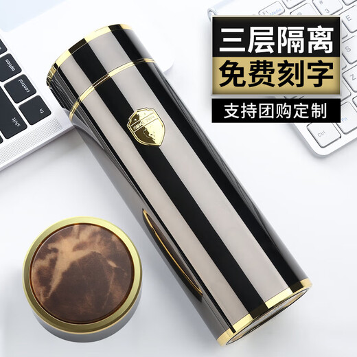匡迪（DKADI）高档316不锈钢保温杯男泡茶杯大容量便携水杯礼品定制刻字礼盒装 灰色普通滤网 0ml 420ml