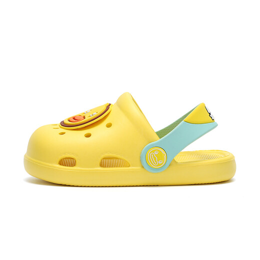 B.Duck little yellow duck children's shoes children's slippers for boys and girls wear-resistant home shoes hole shoes 5302 bright yellow 20