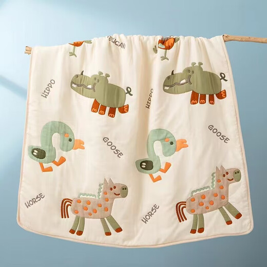 Jingdong Express Baby 10-layer thickened quilt Kindergarten baby warm quilt nap for four seasons blanket Cartoon rabbit head 110*110cm 1 pack
