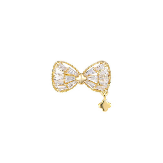 QUAMER lucky four-leaf clover bow small pin collar anti-exposure brooch buckle fixed artifact gold color