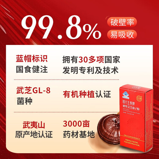 Yuanshengtai Breaking Wall Ganoderma lucidum spore pulver 2g*30 Beutel/Box, um die Immunität, die Ernährungs- und nahrhafte Gesundheitsprodukte für Menschen mittleren Alters und ältere Menschen zu verbessern [Halbjahre] 6 Boxen Tiefe Verstärkung, gemessener Triterpenes Inhalt 15,4%