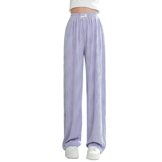 Pitt Pitt Summer Girls Mosquito Repellent Hosen Weitbein Hosen Kindereis-Seidenhosen Thin Girls Sommer große Kinderhosen Anzug 9922 Bär +15009 Lila [Set] 140 cm