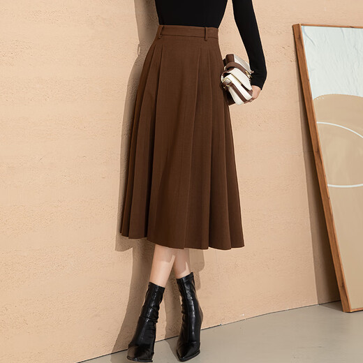Fanzhen skirt for women 2023 autumn and winter mid-length hip-covered skirt to make slim umbrella skirt temperament versatile A-line skirt Khaki 2XL