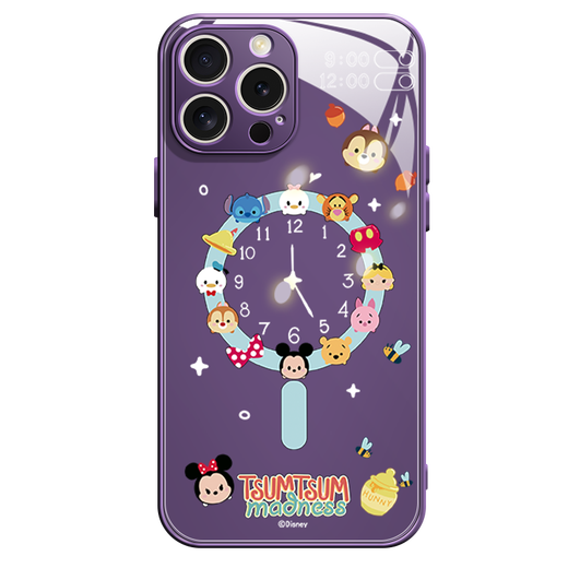 El nuevo reloj creativo de Disney Disney Family Apple Magnetic Phone Vids Temperhed Shell Silicone Silicona Se puede usar para la carga inalámbrica Magsafe Lindo dibujos animados adecuados para hombres y mujeres [Roland Magnetic Roland Purple] Minnie-ABL695Y iPhone15