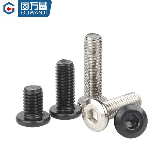Guwanji black 304 stainless steel furniture large flat head beveled hexagonal screw round head bevel screw plywood bolt 304 natural color M10x16 (5 pieces)
