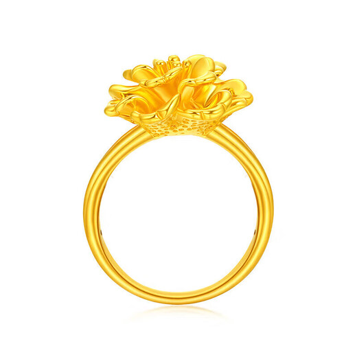 Mengjinyuan gold ring, peony flower, hard gold ring, large ring, closed ring, birthday gift for women