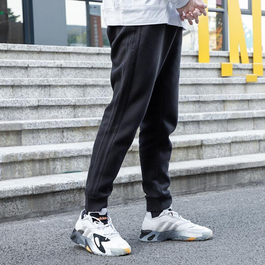 Adidas阿迪达斯男裤春季新款小脚裤子运动裤针织收口休闲跑步长裤GK9226 FI1476/黑色/加绒保暖 M /175/80A