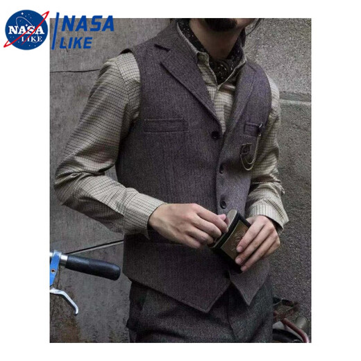 Taozilang Spring and Autumn British retro herringbone wool suit vest men casual slim men wool vest trend SN12 dark gray 2XL