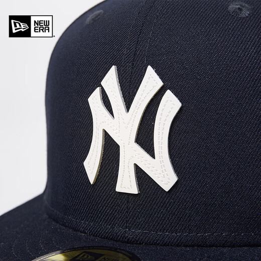NEW ERA【七夕礼物】纽亦华MLB棒球帽男女情侣NY皮制LOGO平檐全封帽5950 13793091-黑色 纽约洋基队 738 58cm