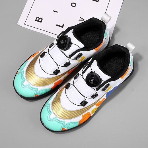 Feelaces2023 Nouveaux chaussures de football pour enfants à bouton rotatif pour garçons et enfants tf ongles cassés sans chaussures d'entraînement faucon à lacets pour femmes 9893 Nails brisés blancs 35
