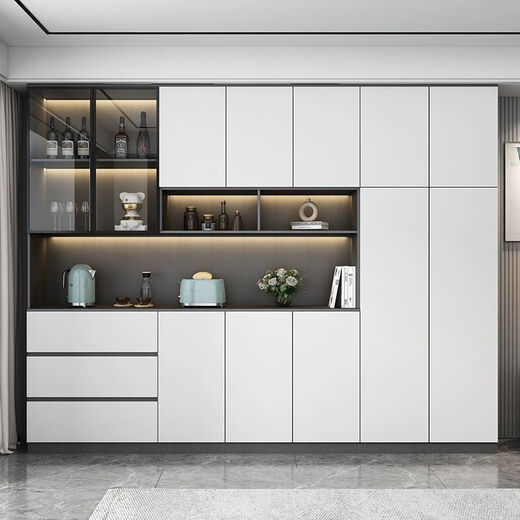 Zhen Yanxuan 2024 Sideboard integriert in die Wand moderne einfache Wohnzimmer -Aufbewahrungsschrank leichter Luxus Restaurant Weinschrank Milchfarbe Sideboard Modell 12240*40*220 Pack Installation