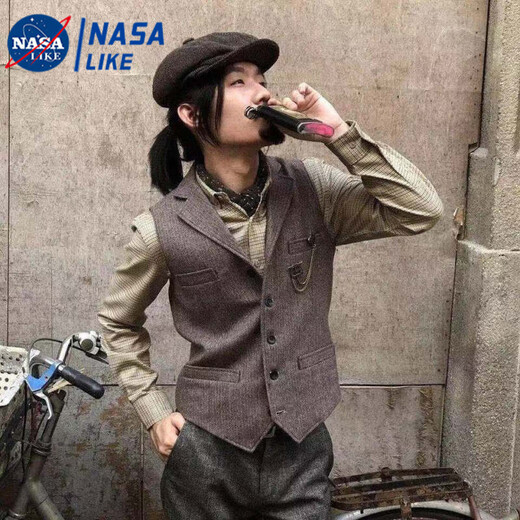 Taozilang Spring and Autumn British retro herringbone wool suit vest men casual slim men wool vest trend SN12 dark gray 2XL