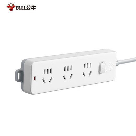 Bull (BULL) Bull (bull) socket with child protection door/new national standard socket/socket strip/socket strip/pull line board/terminal board/plug board GN-212 three-position master control total length 1.8M