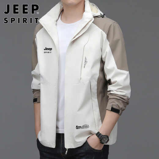 JEEP SPIRIT吉普夹克男春秋季冲锋外套男女防风上衣男 白卡 XL 