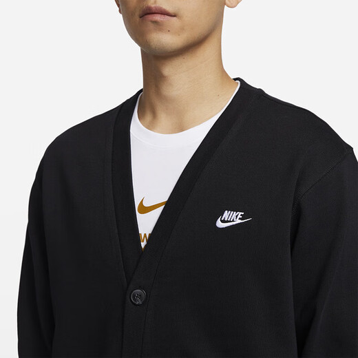 Nike (nike) куртка для мужчин 2025 весна и осенью Новый трикотажный кардиган V-образный свитер. Служная куртка Top Fn3899-010 Black l
