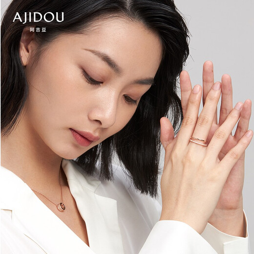 AJIDOU Birthday Ajidou Ring Double Ring Goddess Sweet Diamonds Finely Adjustable Open Ring Finger Birthday Gift for Women Rose Gold