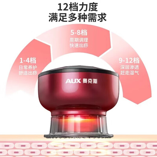 Oaks Gua Sha Instrument Electric Gua Sha Instrument Cupping Device Home Gua Sha Artifact Gua Sha Brush Negative Pressure Cupping Instrument for Dredging Meridians and Whole Body Practical Birthday Gift for Parents and the Elderly Top with Rose Red One-click Pressure Relief + 12-level Suction Hot Compress + Red Light Sterilization