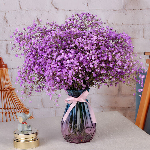 AIMAN Gypsophila Natural Dried Flower Bouquet Ins Internet Celebrity Birthday New House Decorative Ornaments Air-Dried Real Flower Arrangements Home Furnishings Purple Gypsophila With M Vase