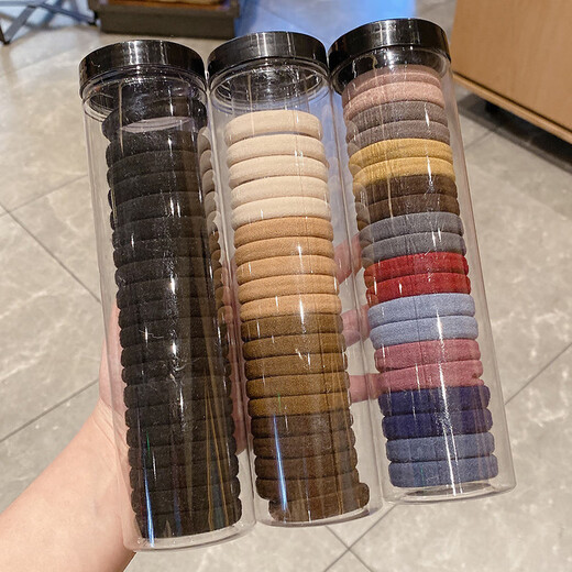 Garen times hair band, high elasticity, seamless and durable, ponytail rubber band, Korean style headband for women, simple mixed color thick leather headband, black 2 barrels, 20 pieces/barrel