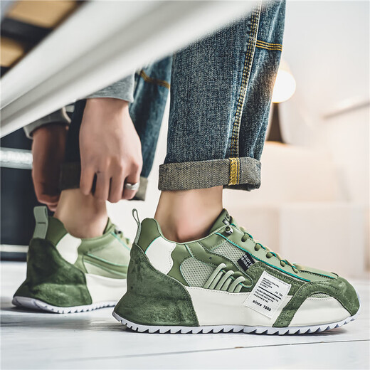 MVPBOY running shoes men's new spring versatile casual sports shoes men's bottom bag dad's shoes breathable mesh shoes men's shoes Sunshine C681 green 40