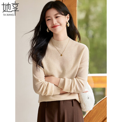 She enjoys half turtleneck 100% pure woolen sweater women's sweater bottoming shirt autumn and winter warm top recommended 100-130Jin Jin equals 0.5 kg