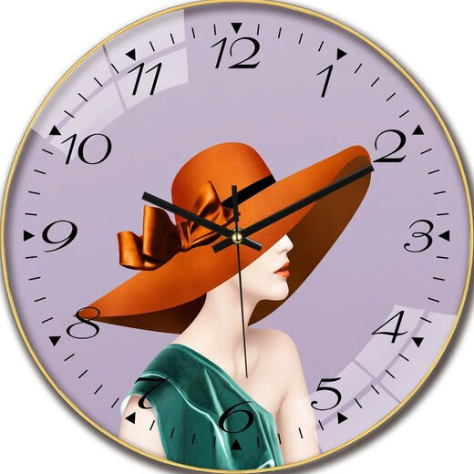Watches, wall clocks, home internet celebrity living room watches, new style wall-mounted clocks, fashionable, high-value, hole-free quartz clocks, 6628 bubble gum girl, 14-inch (35 cm) curved glass