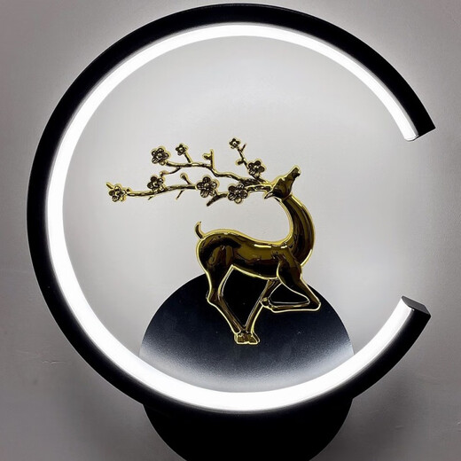 Yaotian Bedroom Bedside Warm Wall Lamp Simple Modern Living Room Background Wall Lamp Stairs Aisle Corridor Round Square Lighting Black C Sika Deer Right Stepless Dimming (with remote control)