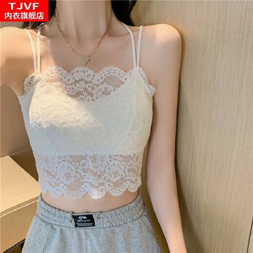 TJVF summer lace bra-wrapped tube top sexy beautiful back camisole for women without steel rings for outer wear and anti-exposure underwear for women Black 6656# M 80-105Jin Jin is equal to 0.5 kg