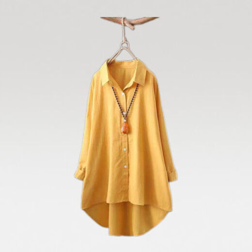 Yimuqi recogido camisa de algodón de manga larga para mujeres a mitad de longitud 2022 chaqueta de primavera y otoño nueva cárdigan literario cálvula 679 m
