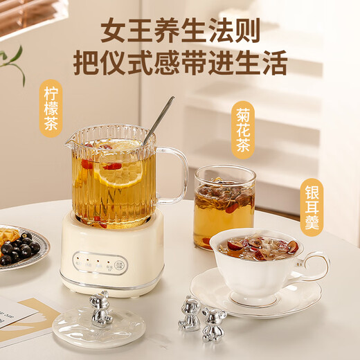 MiRongshu office health pot small mini boiling water scented tea teapot mini all-glass teapot constant temperature gift health pot knob style 0.6L