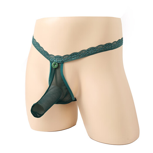 Men's sexy underwear, men's stretch underwear, lace safety buckle thong, European and American men, 2 pairs black L