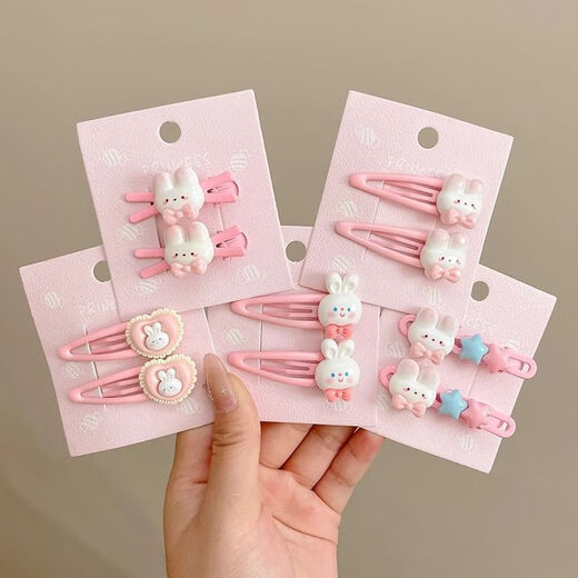 Ellilo sweet little rabbit hair clip girl cartoon new side broken hair side clip children's forehead bangs clip headdress female rabbit hair accessories main picture 12 pack