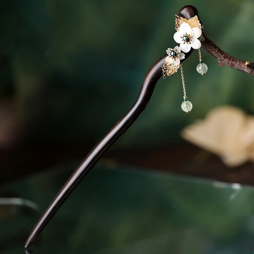 Kamalun (KAMALUN) ebony hairpin, ancient style hairpin, tassel step rocking hairpin, elegant Hanfu headdress, Chinese style hairpin, gift to girlfriend, bamboo rhyme branch hairpin + brand gift box