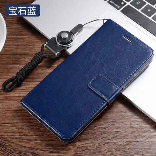 CURRY Redmi 8a mobile phone case Xiaomi note8pro protective flip leather case redmi8 soft shell all-inclusive anti-fall wallet style silicone card for women [Redmi 8A] sapphire blue + tempered film + lanyard