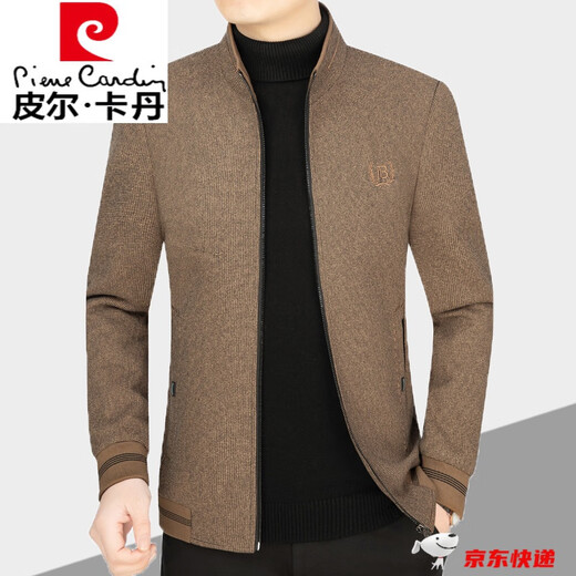 Мужская шерстяная куртка с воротником стойкой бренда Pierre Cardin, мужская шерстяная повседневная куртка весна-осень 2023, топы для мужчин кофейного цвета 1509 165 (95-105Jin Jin соответствует 0,5 кг)